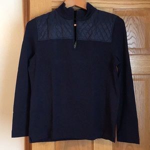 Talbots Nav Blue Quarter Zip with Quilted Detailing Size Large Petite